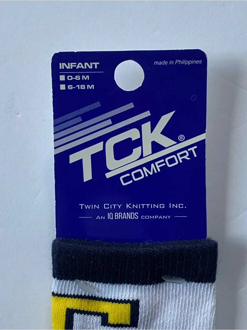 Trinity College Baby Socks 3-6 Months New Bantams Logo “T” Yellow Blue NWT